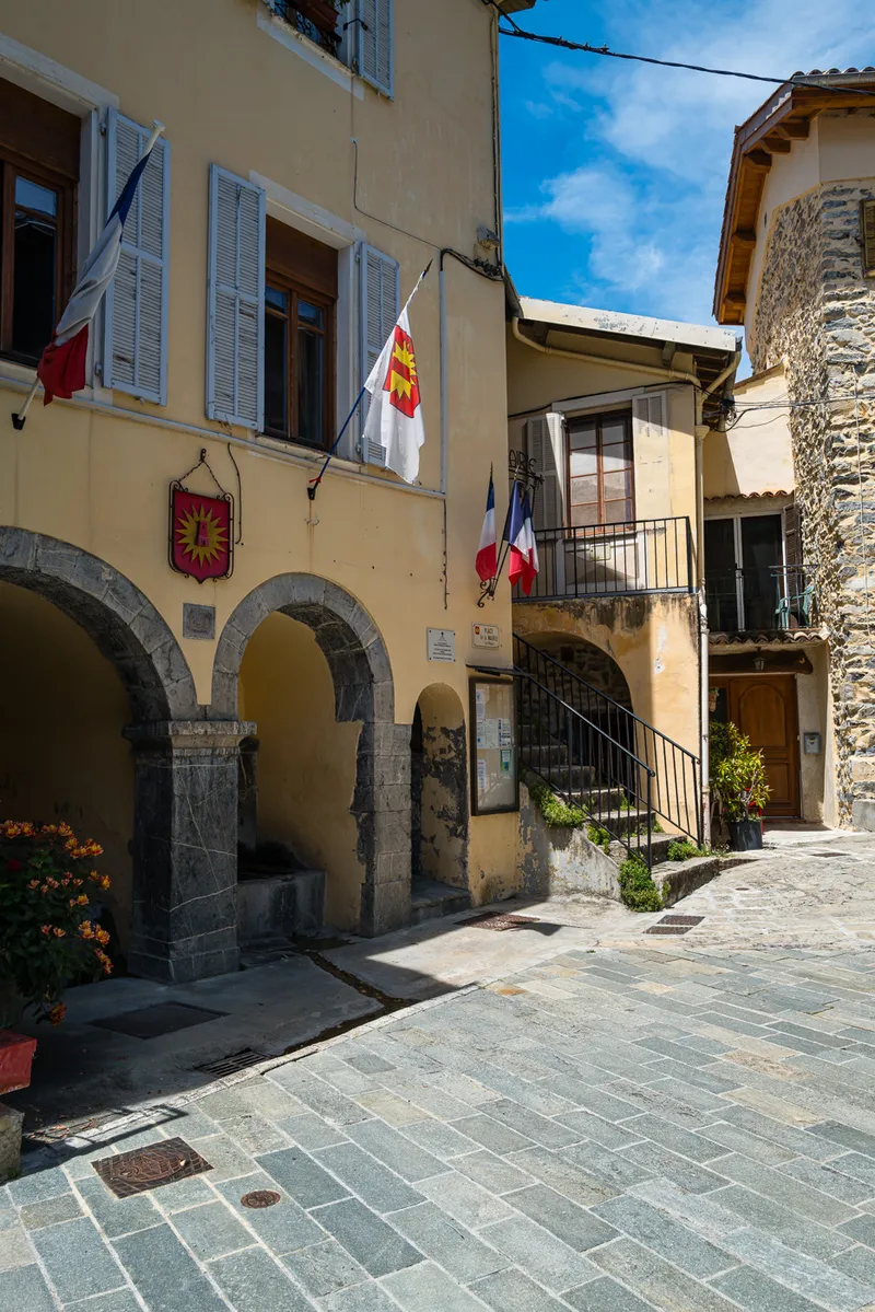 Stone steps and wall in the old village of Marie, Alpes-Maritimes, Leica Q2