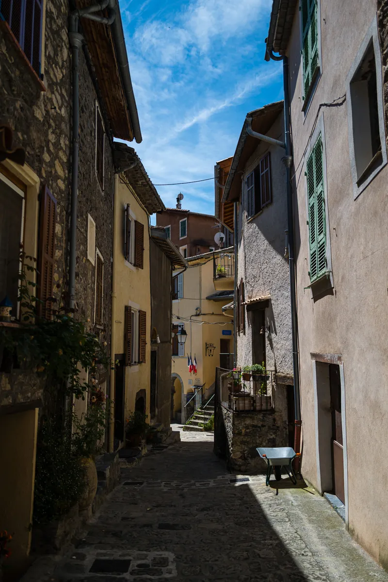 Stone wall and doorway in Marie village, Alpes-Maritimes, Leica Q2