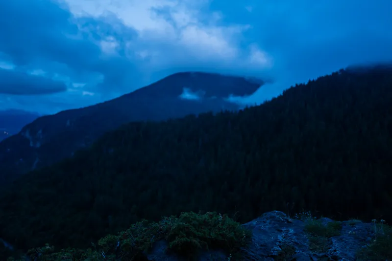 The Cians gorge valley spread below Roubion ridge at night, Alpes-Maritimes, Leica Q2