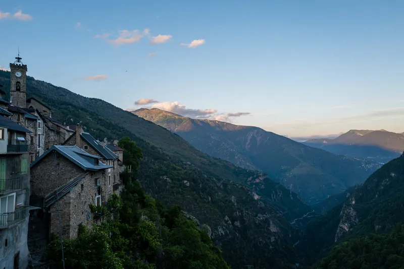 Mountain ridges surrounding Roubion at dusk, Alpes-Maritimes, Leica Q2