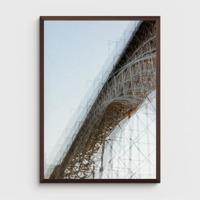 Ponte, related multiple exposure fine art photography print from Lisbon, Portugal in beige, grey, and brown tones.