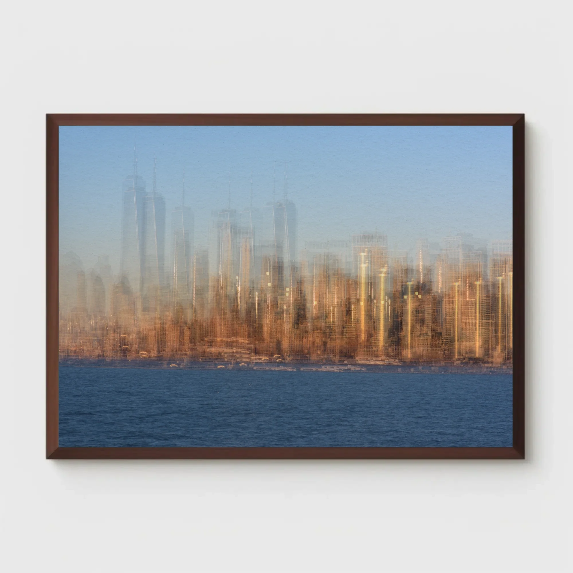 NNYY I, an abstract and multiple exposure fine art photography print from New York, USA in blue, brown, and orange tones by Markus H. Green.