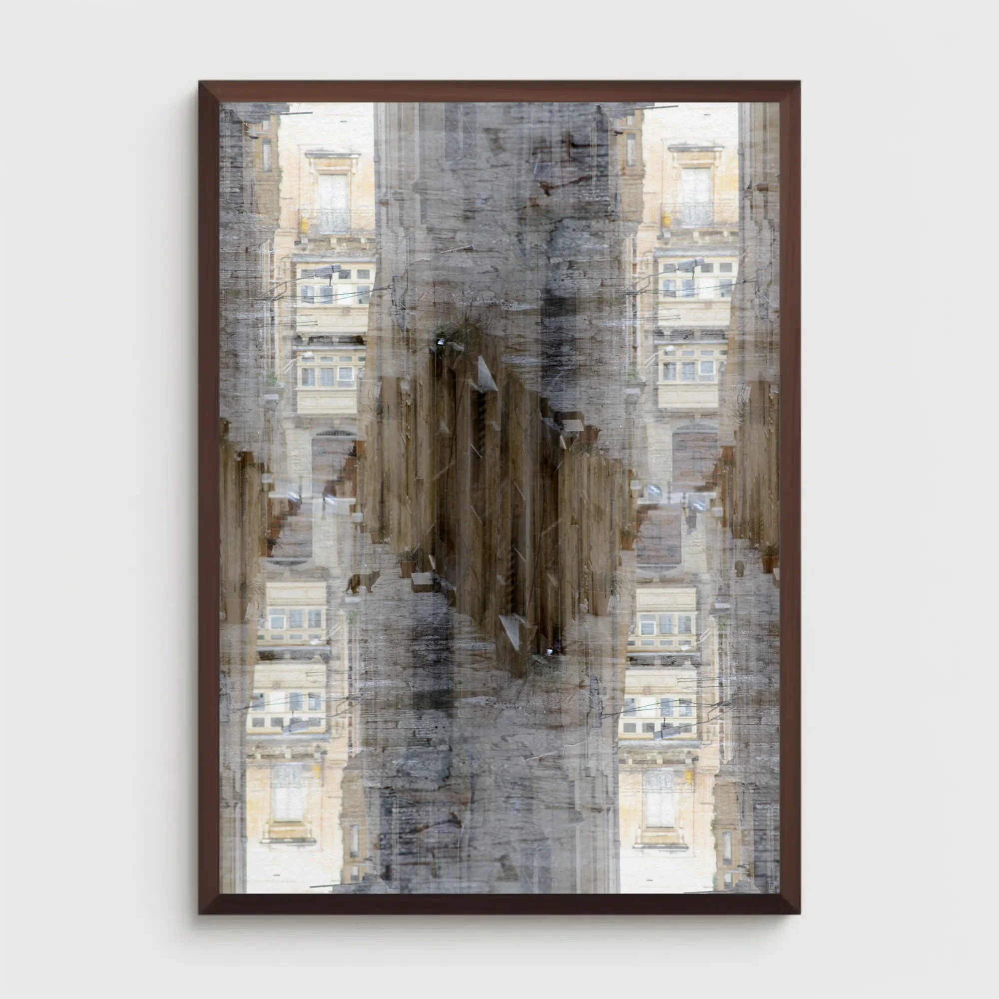 Qattus iswed, an abstract and street photography fine art photography print from Valletta, Malta in beige, orange, and yellow tones by Markus H. Green.
